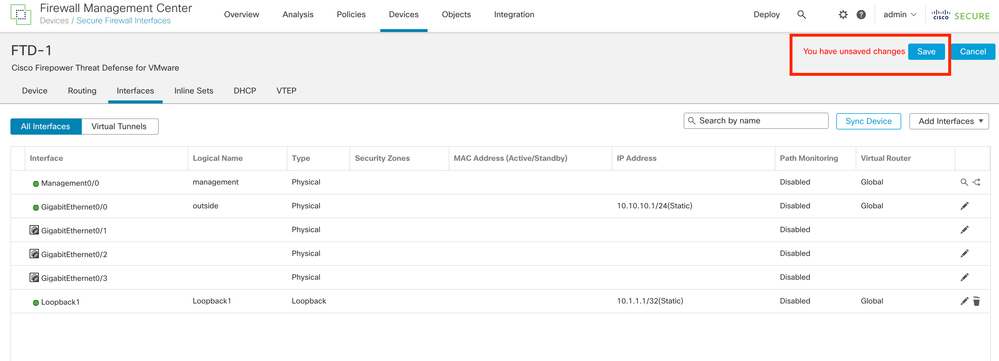 Image 5. Save the Loopback Interface Configuration