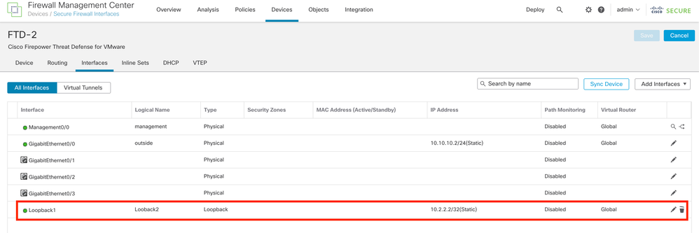 Image 6. Loopback Interface Configuration on peer