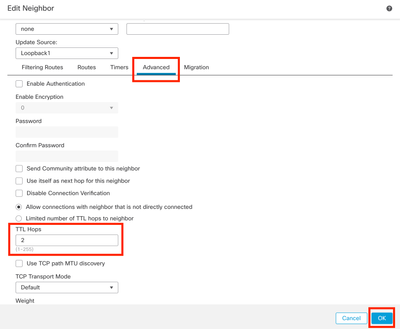 Image 18. Configure the TTLs Hop Number