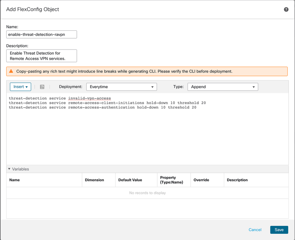 New FlexConfig Object