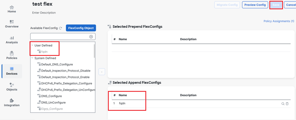 Added FlexConfig Object into FlexConfig Policy