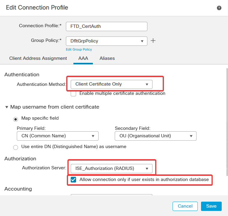 Create Connection-Profilea and Set Auth-Certificate ISE-Authorization