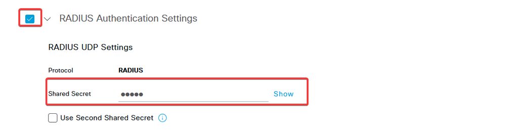 Check Radius Authentication Settings and Set Shared Secret