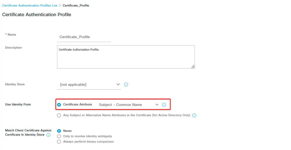 Create Certificate Authentication Profile