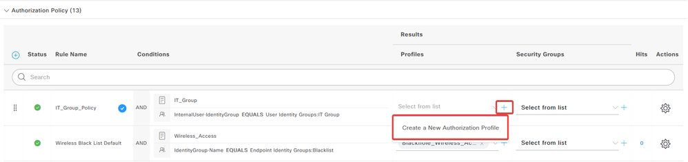 Create a New Authorization Profile