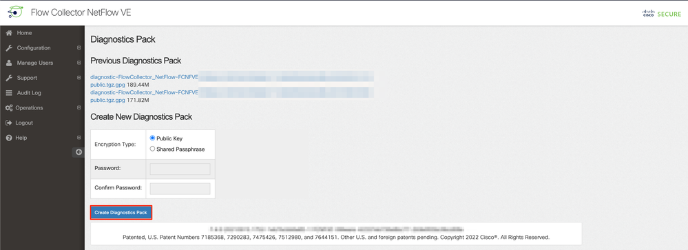 Cisco SNA Flow Collector - Admin UI Create Diag Pack