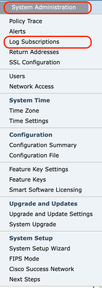 Choose Log Subscription