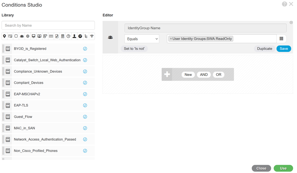 Select Authorization Policy for ReadOnly User Group