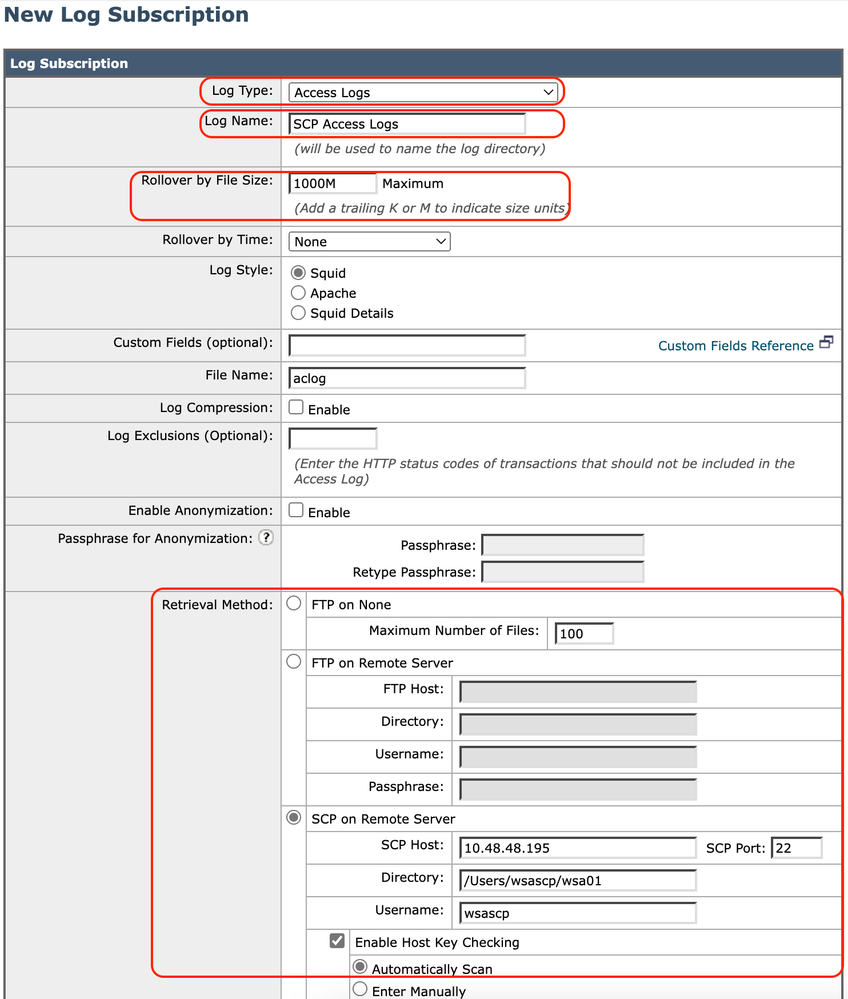 Image - Configure Log Parameters