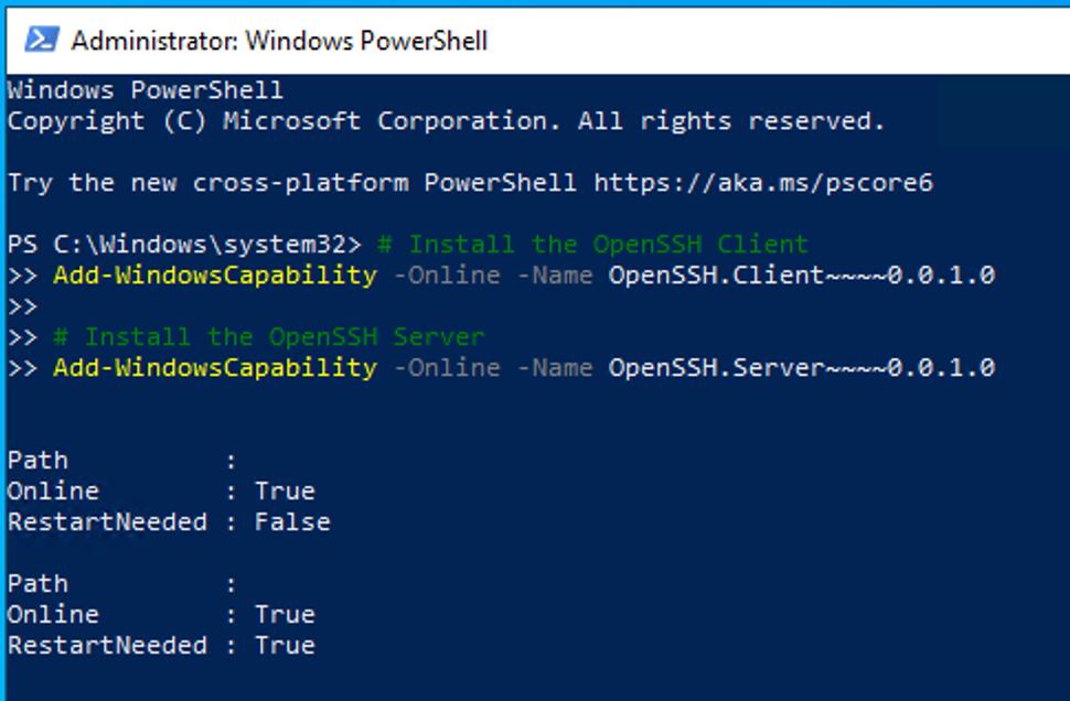 Image- Install OpenSSH in PowerShell