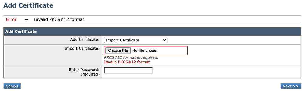 Image - Invalid PKCS#12 format