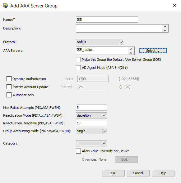 AAA Server Group Configuration