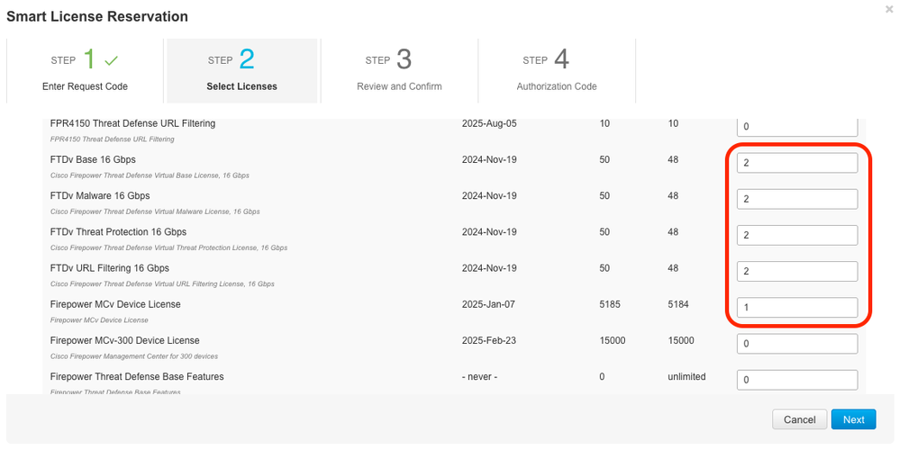 Select Licenses to Reserve