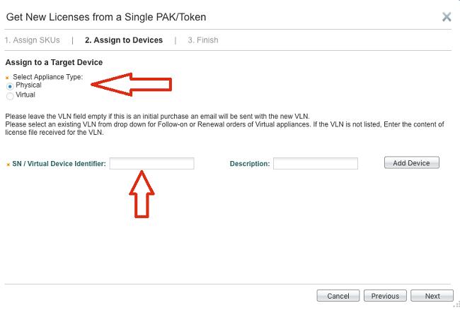 Add the SN/Virtual Device Identifier