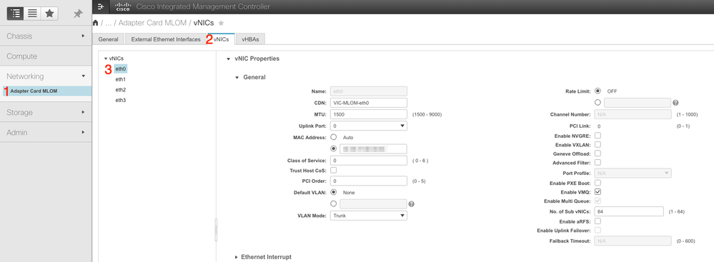 Use CIMC to Locate vNICS