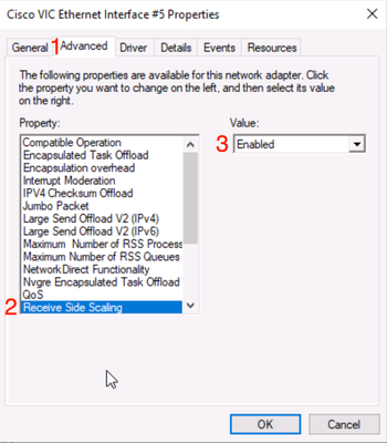 Navigate to Advanced, Scroll to Receive Side Scaling and Ensure it is Enabled