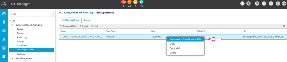 Selecione Download de um arquivo de suporte técnico