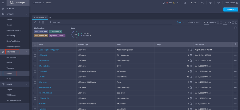 UCS configuration UI