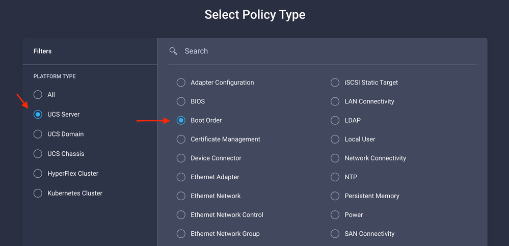 UCS configuration UI