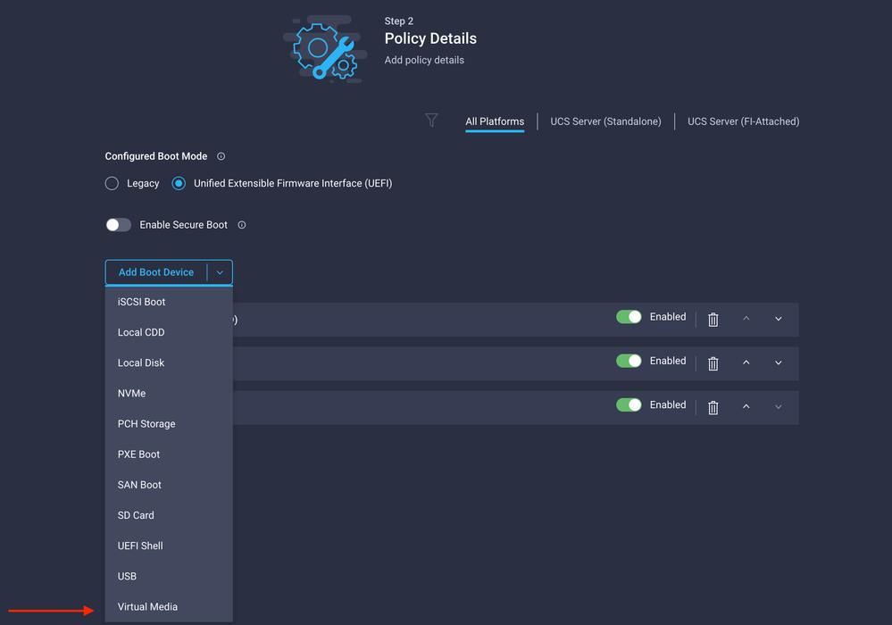 UCS configuration UI