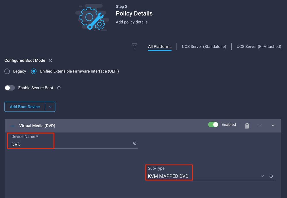 UCS configuration UI