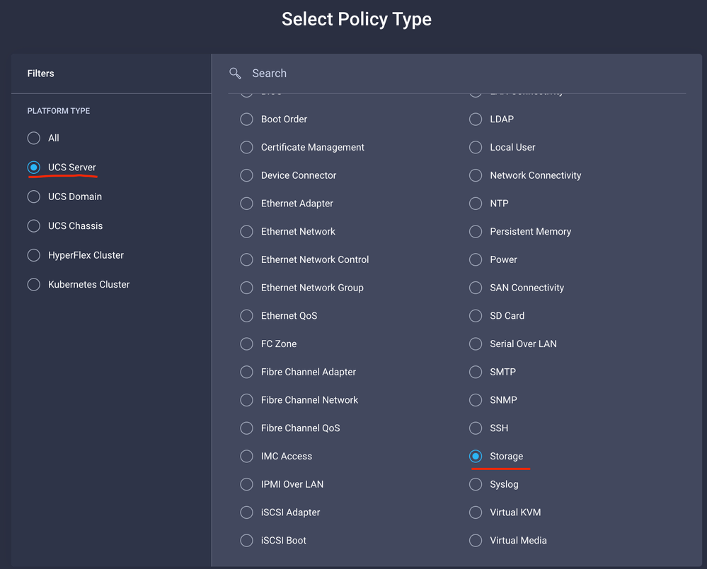 UCS configuration UI