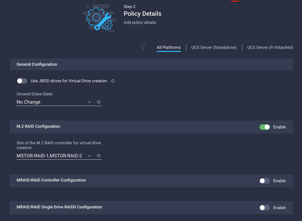 UCS configuration UI