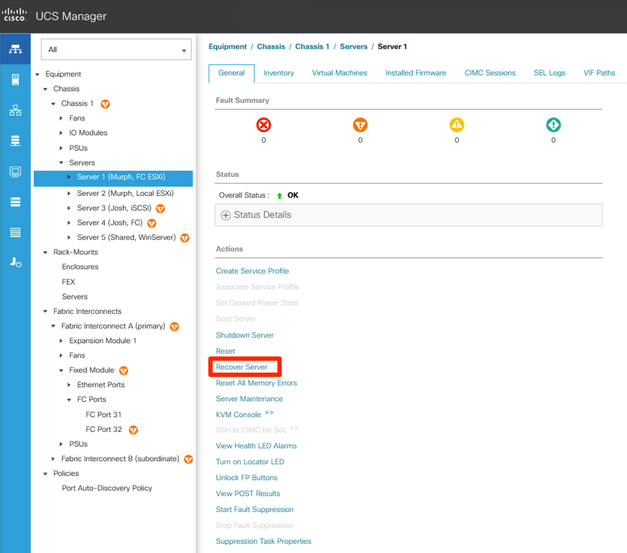 Location of Recover Server for Blade