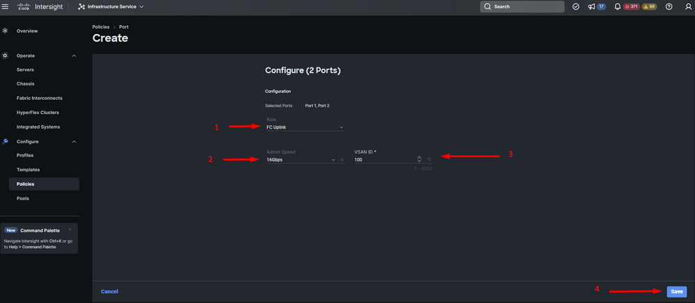 Fiber channel uplink configuration