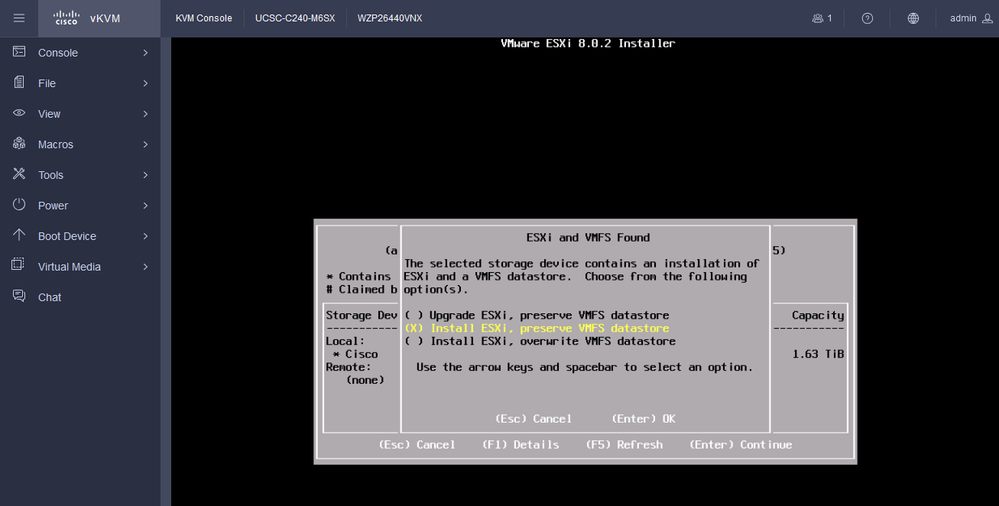 Instalación o actualización de ESXI