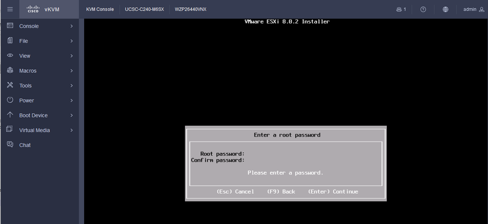 Configuración de contraseña de ESXi