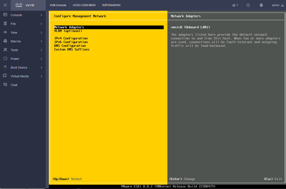 Configuración de gestión de ESXi