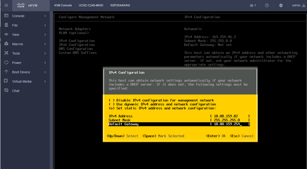 Configuración IPV4