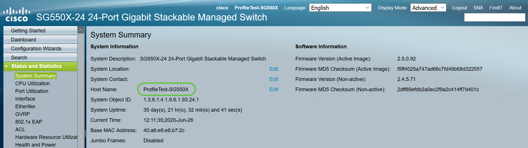 Once the values get updated on the device using the PnP configuration template it reflects on the device GUI.