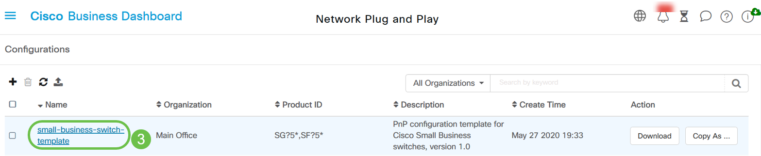 Open your starting configuration in the template editor by clicking on the configuration name hyperlink. 