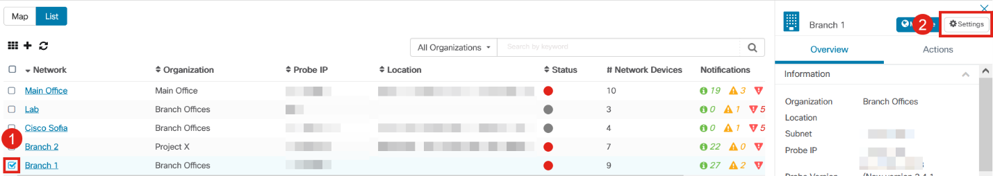 Select the desired network, and then click the Settings button.