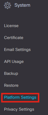 Navigate to Platform Settings in the menu. 