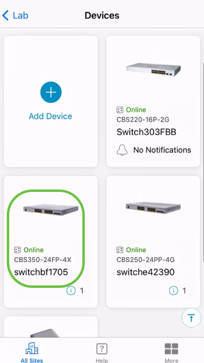 Choose the device. In this example, CBS350 switch is selected.