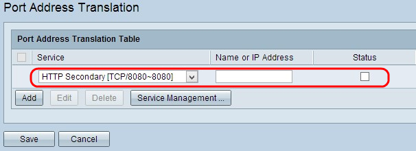 Port Address Translation Table