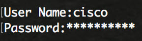 Login screenshot using Cisco as an example username.