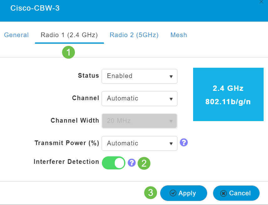 The Radio 1 tab of the Edit WLAN page