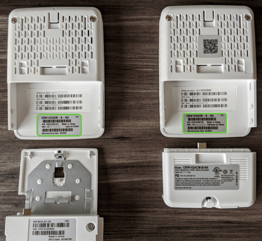 On the 142ACM and 143ACM, you will see the MAC address in the locations pointed out.