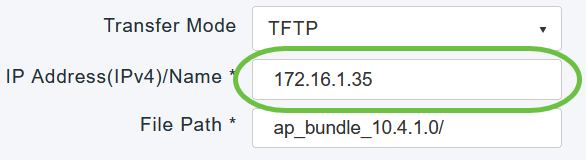 In the IP Address(IPv4)/Name field, enter the IP address of the TFTP server. 