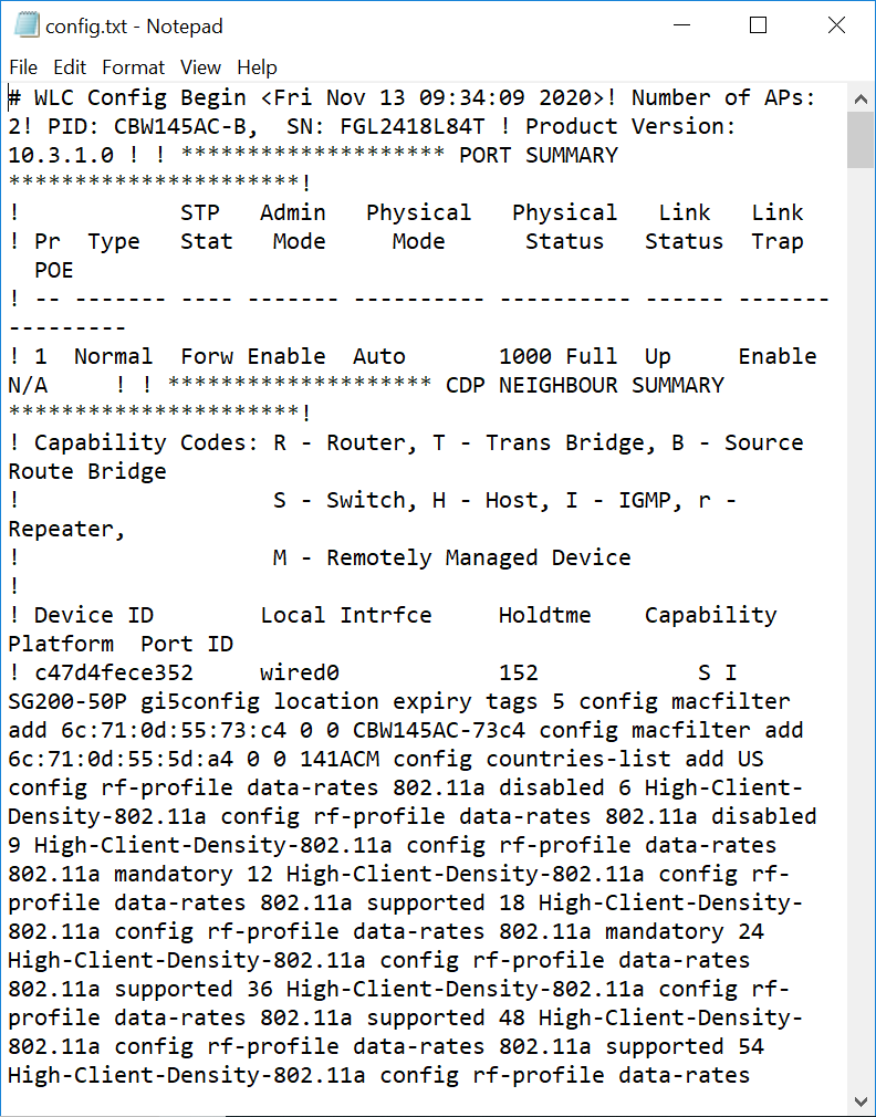 This is an example of one section of a configuration file. 