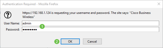 Once the reboot is complete, you will be asked to log back into the Primary AP. Enter your credentials and click OK. 