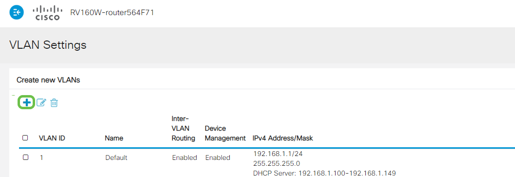 Click Add to create a new VLAN.