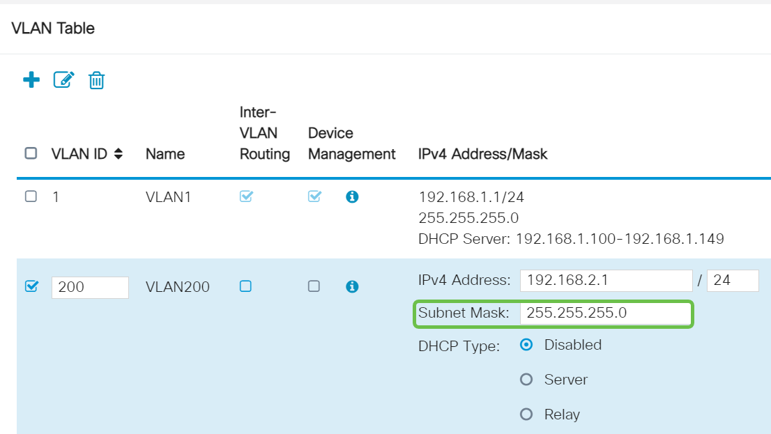 The subnet mask under Subnet Mask will auto-populate. If you make changes, this will automatically adjust the field.