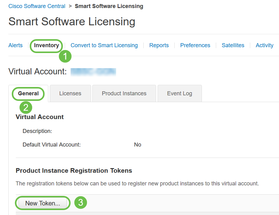 Navigate to Inventory > General. Under Product Instance Registration Tokens click on New Token.