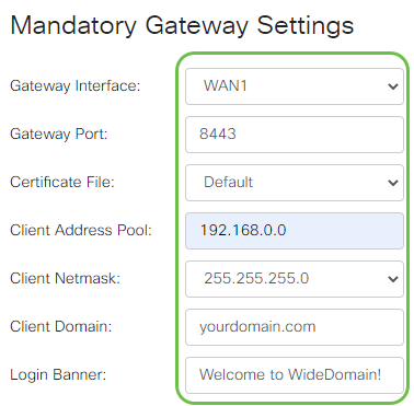 Enter the Gateway Settings. 