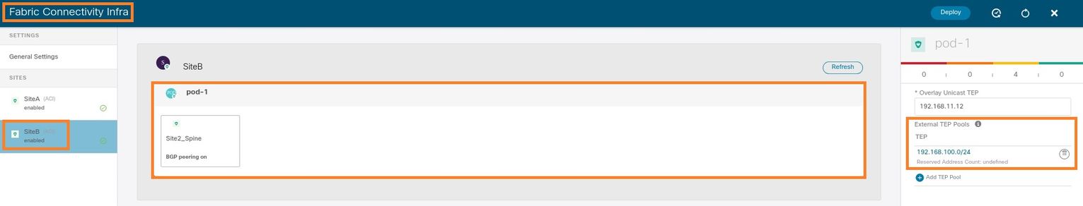 Configure Intersite L3out With ACI Multi-Site Fabrics - Infra Config External TEP Pool
